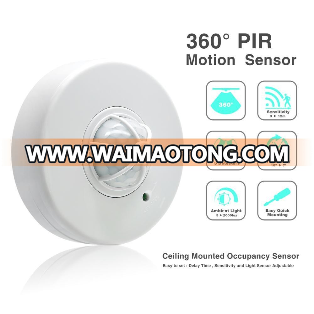 360 degree PIR infrared motion sensor switch ,Ceiling mount 3 detectors High sensitive occupancy pir infrared sensors (BS036B)