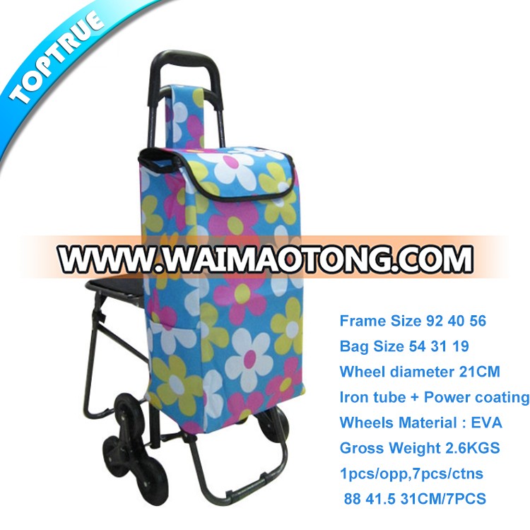 Wholesale Grocery Supermarket Climbing Stair Folding Trolley Bag Shopping Cart