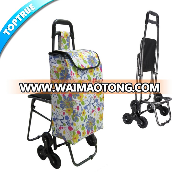 Wholesale Grocery Supermarket Climbing Stair Folding Trolley Bag Shopping Cart