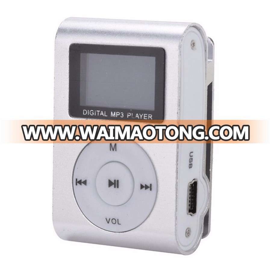 Mini Clip MP3 Player Support 2/4/8/16/32GB TF Card With USB Cable Earphone and Retail Box Packing Free Shipping Silver