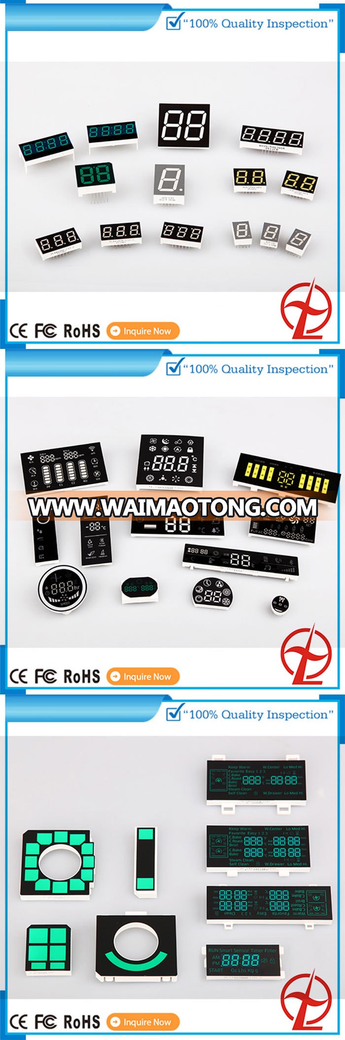 Single digit 7 segment display with all kinds of colors