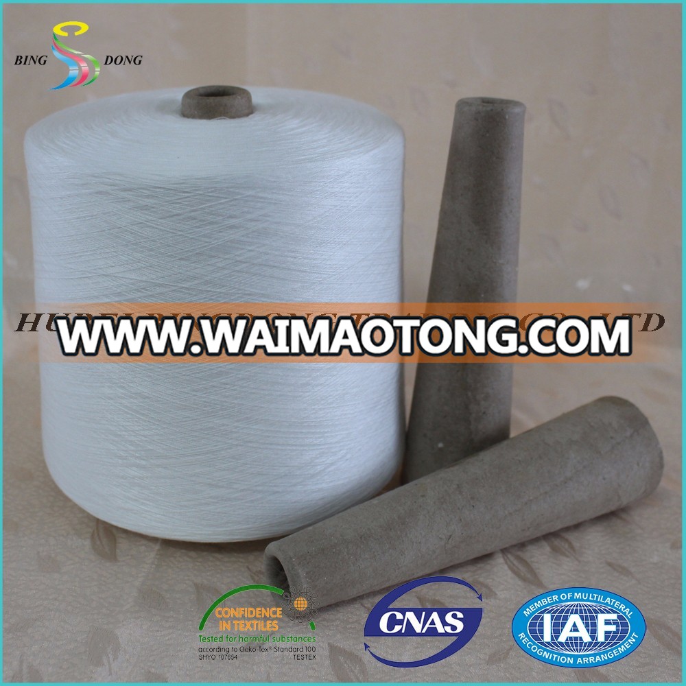 20/6 bright raw white 100% virgin polyester spun yarn