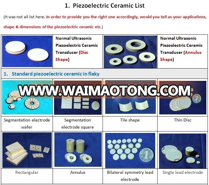 Ultrasonic Piezo Ceramics PZT-8 PZT-4 PZT-5 circular disc piezoelectric material