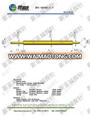 Electrical spring loaded pogo pin battery connector,Electronic component test Pogo pin