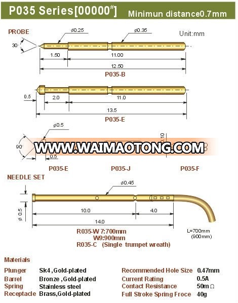 Electrical spring loaded pogo pin battery connector,Electronic component test Pogo pin