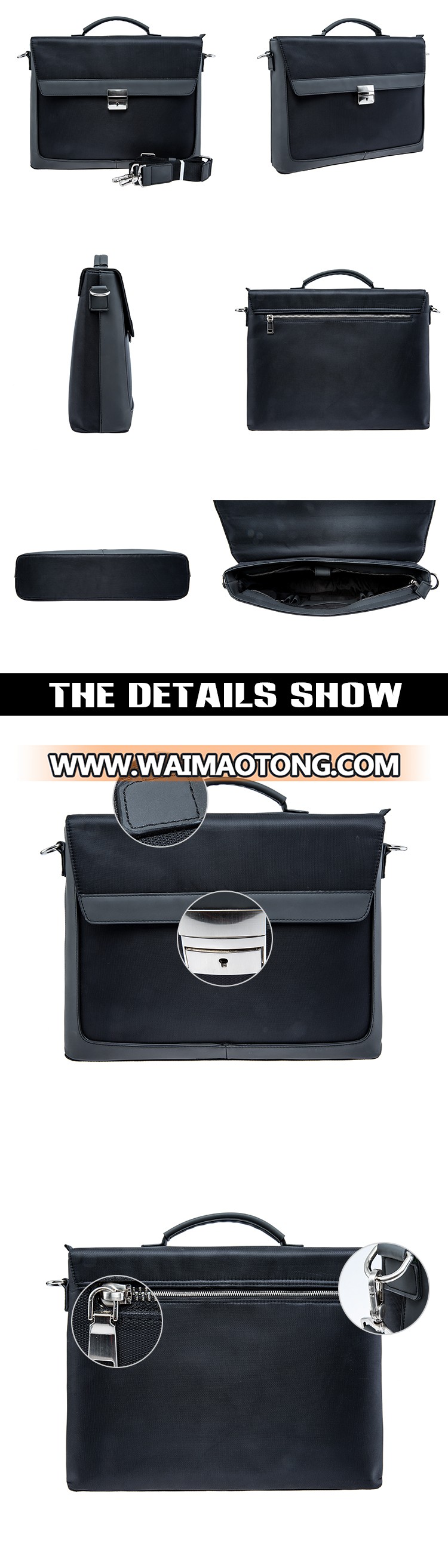 Co<em></em>ntact to get coupons hot sale nylon with leather briefcase business briefcase for men docu<em></em>ment briefcase