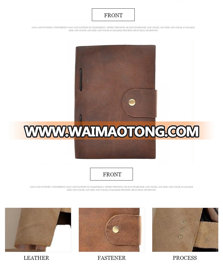 Wholesale blank vintage kraft journals handmade genuine leather notebook journal with high quality