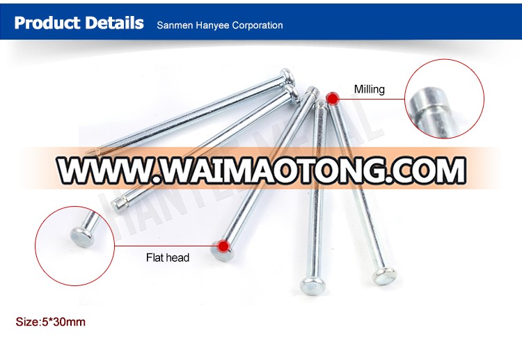 Customized machining hist precision nickel galvanized headed pin dowel flat head co<em></em>nnector steel pin