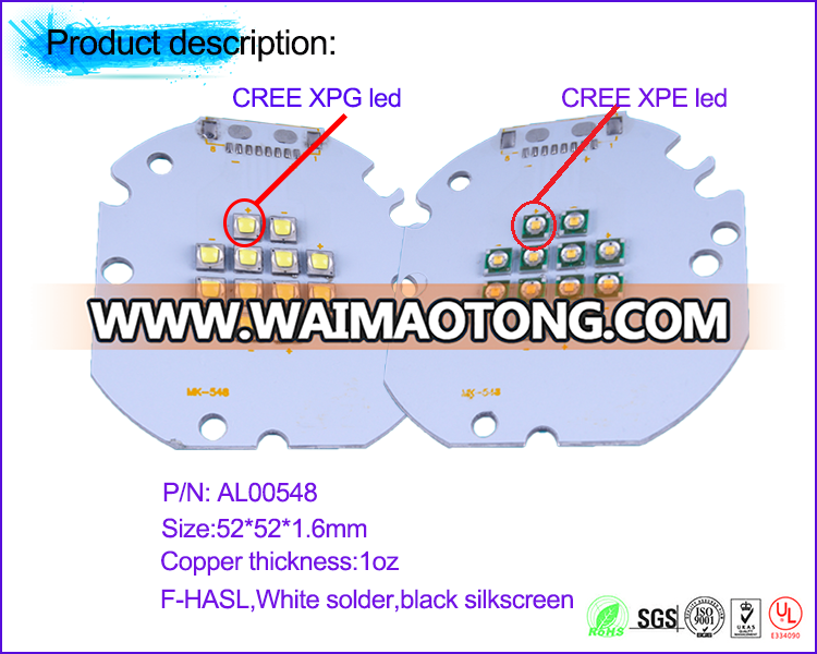 pcb assembly High efficiency diffuse reflection led star pcb for CREE XP leds,OEM aluminum based led downlight