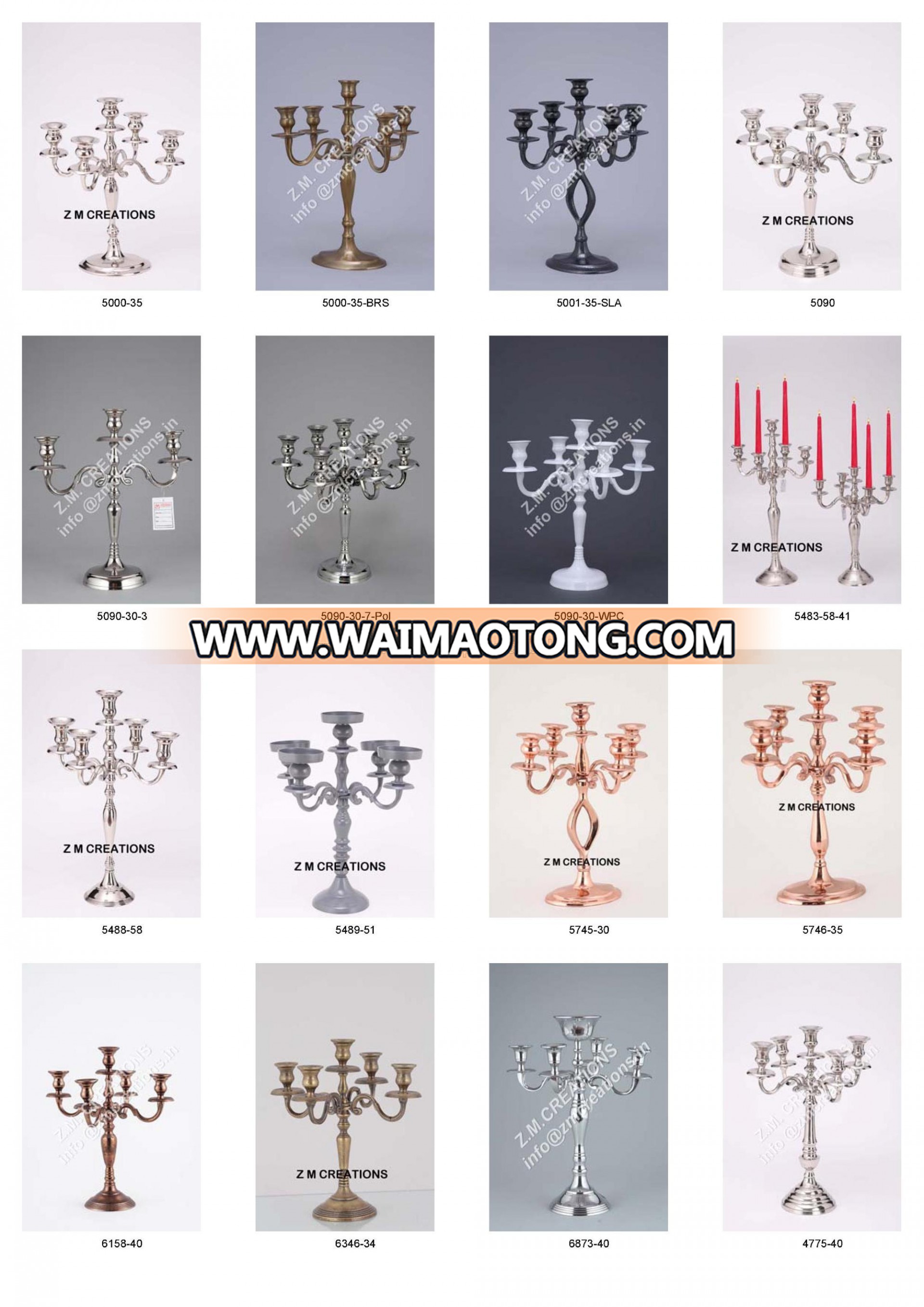 Rough Aluminium Candle Stand / Candelabra / Candlestick Holder 5 candle Arms suitable for Wedding & Christmas Decoration