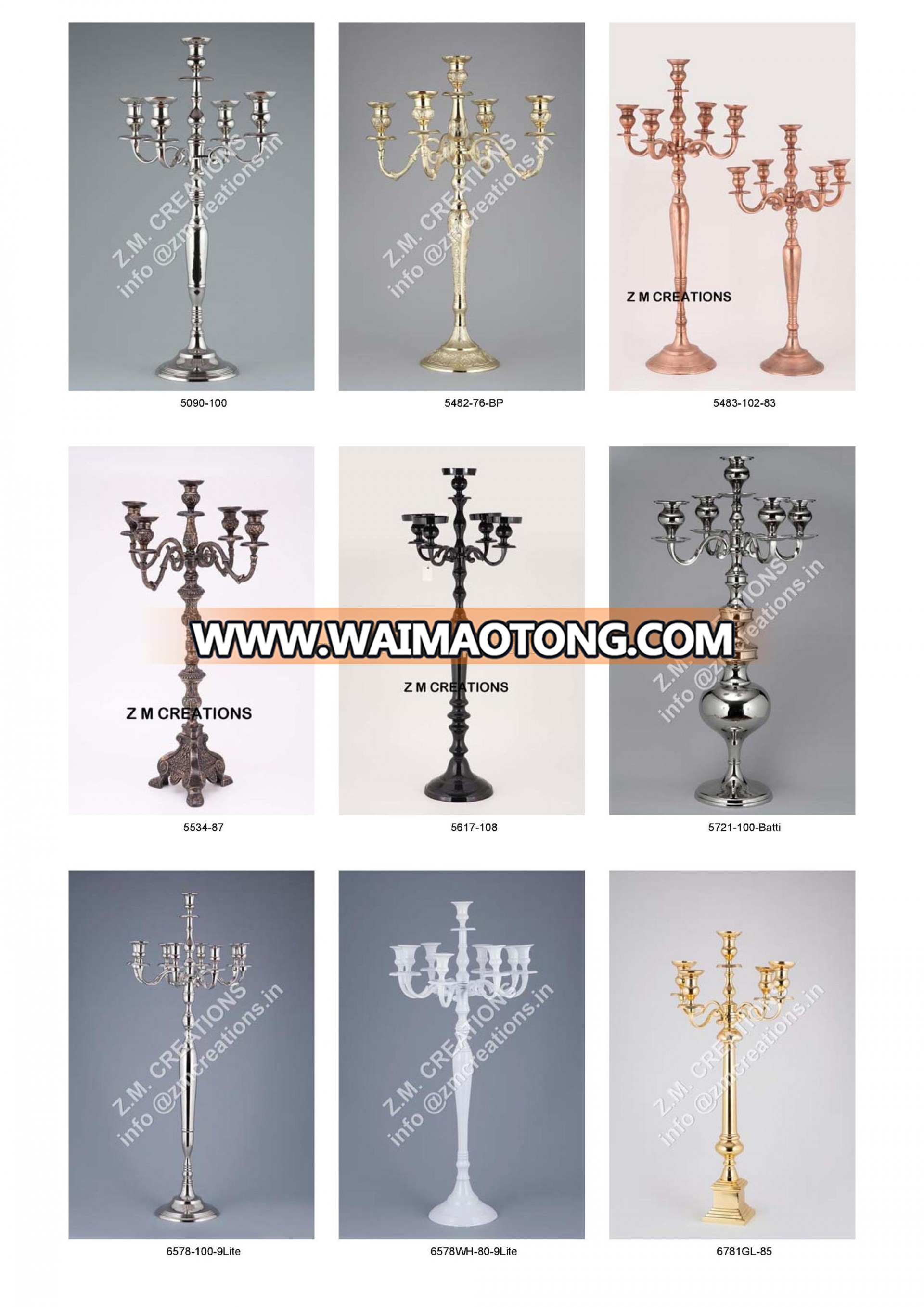 Rough Aluminium Candle Stand / Candelabra / Candlestick Holder 5 candle Arms suitable for Wedding & Christmas Decoration