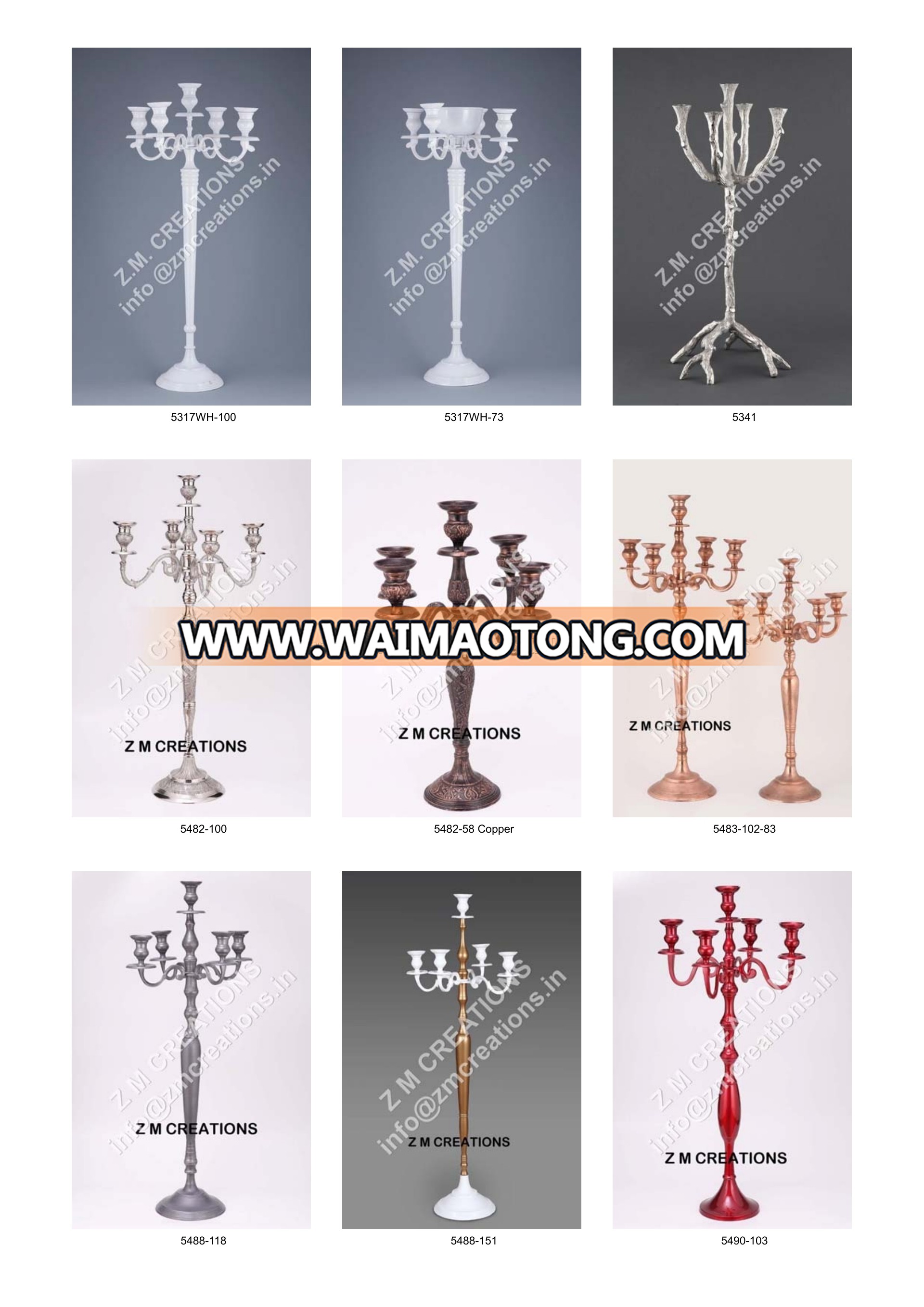 Rough Aluminium Candle Stand / Candelabra / Candlestick Holder 5 candle Arms suitable for Wedding & Christmas Decoration