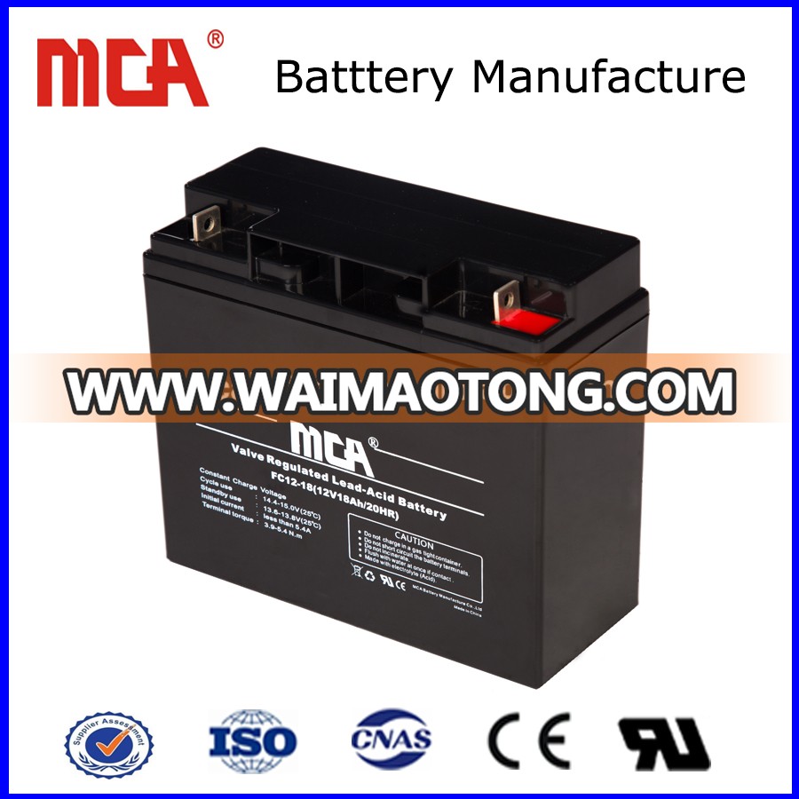 good quality 12V 18Ah sealed lead acid UPS storage battery