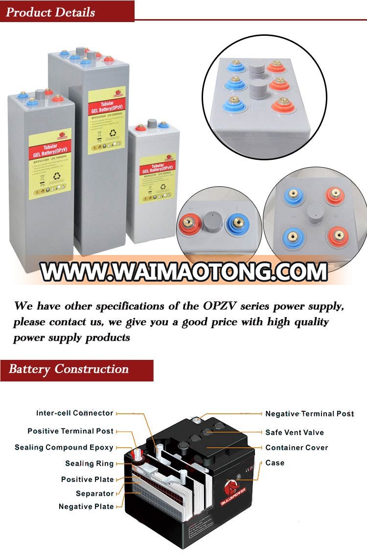 600ah 1000ah storage opzv gel battery 12v opzs battery 2v 3000ah