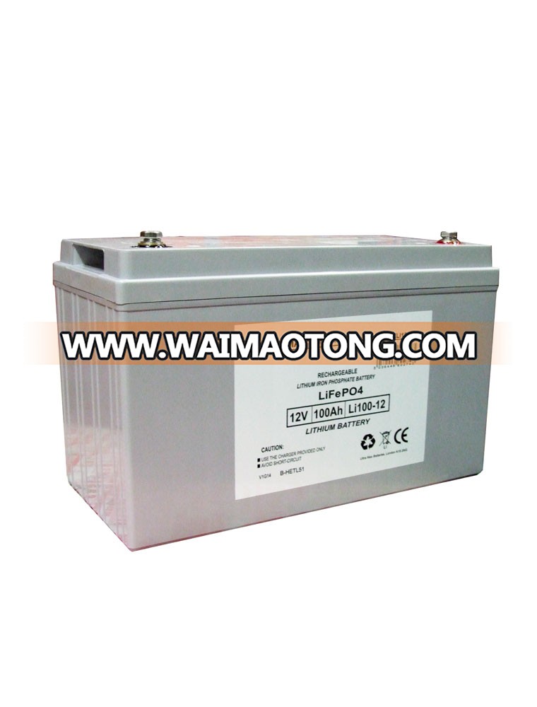 ULTRA MAX LITHIUM LI100-12 - Replace SLA 12V 100Ah with 4 times cycle life, Charger Included + UK TO EU PLUG ADAPTOR FREE