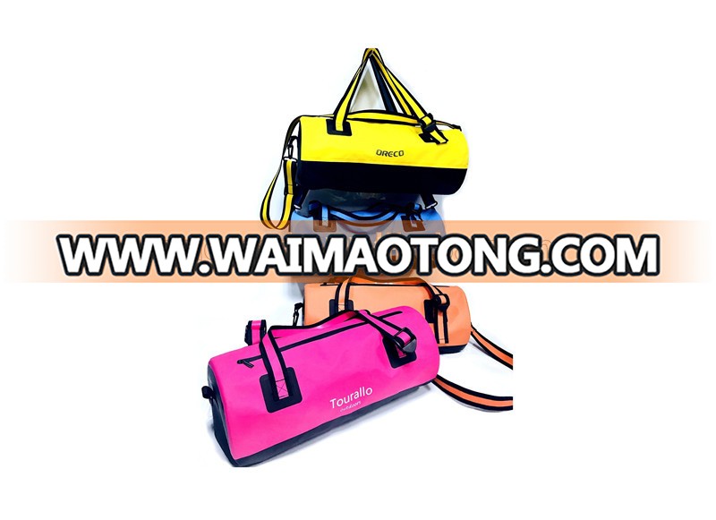 Waterproof dry bag plastic with zipper with shoulder straps sport duffel bag custom logo 500D PVC duffel bag