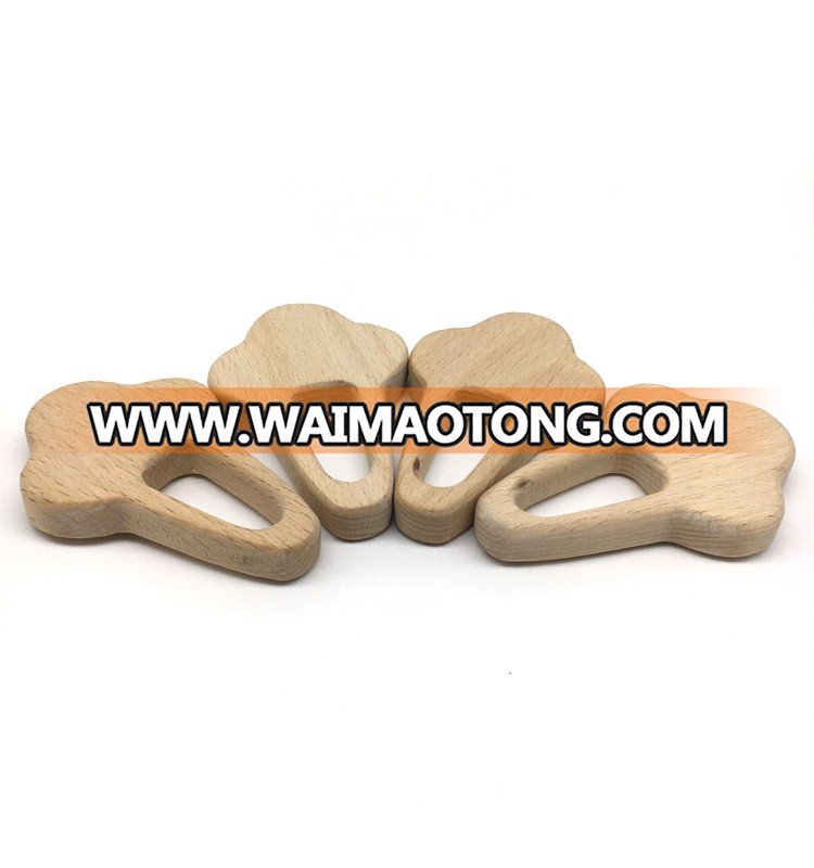 CE Certificate 100% Food Grade Custom Logo Wood Teether Toys Baby Teether Wooden Teething Ring