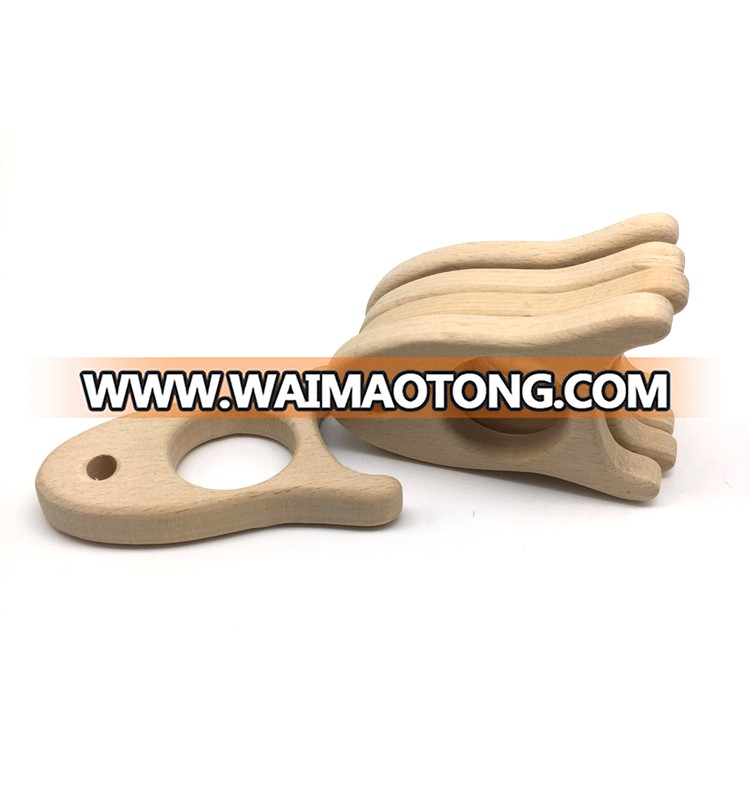 CE Certificate 100% Food Grade Custom Logo Wood Teether Toys Baby Teether Wooden Teething Ring