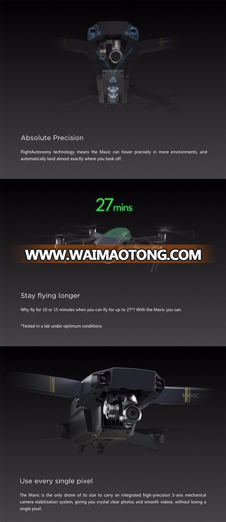 original RC quadcopter DJI mavic pro drone with 4K HD camera