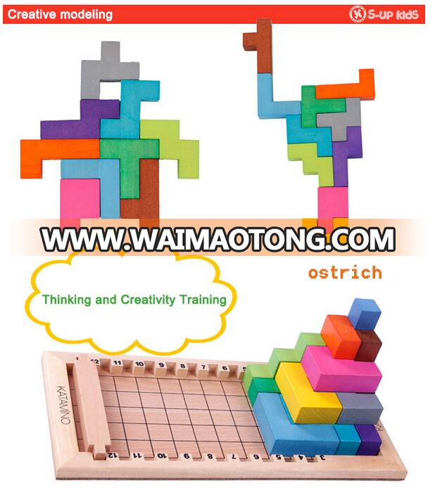 New design Wooden Tetris Katamino toys Cartagena Camino challenge wood building blocks intelligence toy