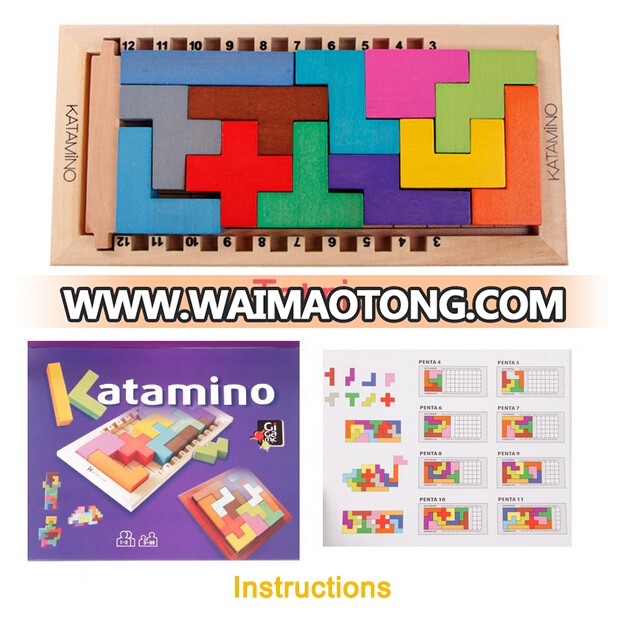 New design Wooden Tetris Katamino toys Cartagena Camino challenge wood building blocks intelligence toy