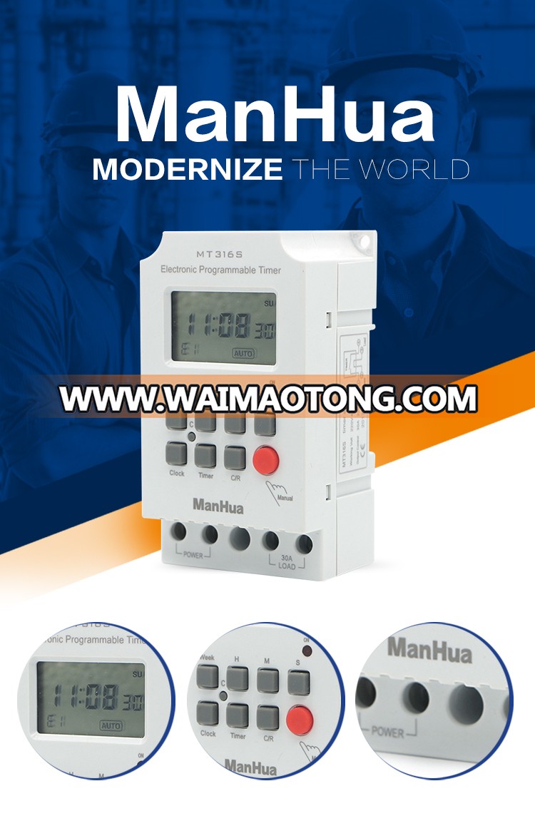 summer cooling time control 30A timer 230VAC Digital Programmable Time Switch MT316s with CE