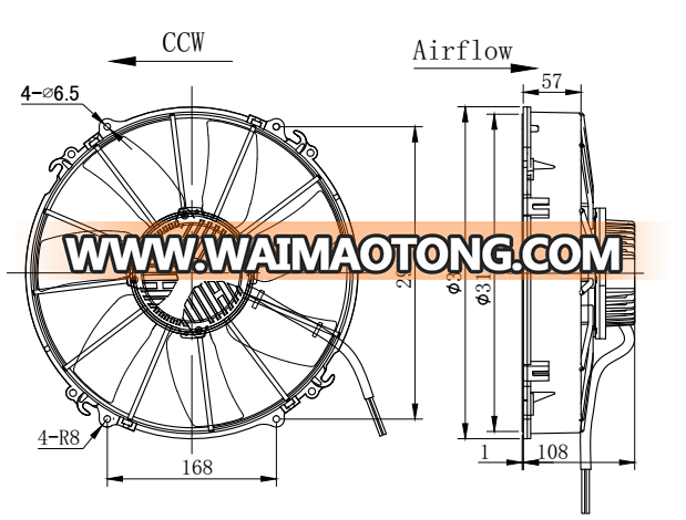 12 inch airflow dc brushless axial fan motor WES1311006