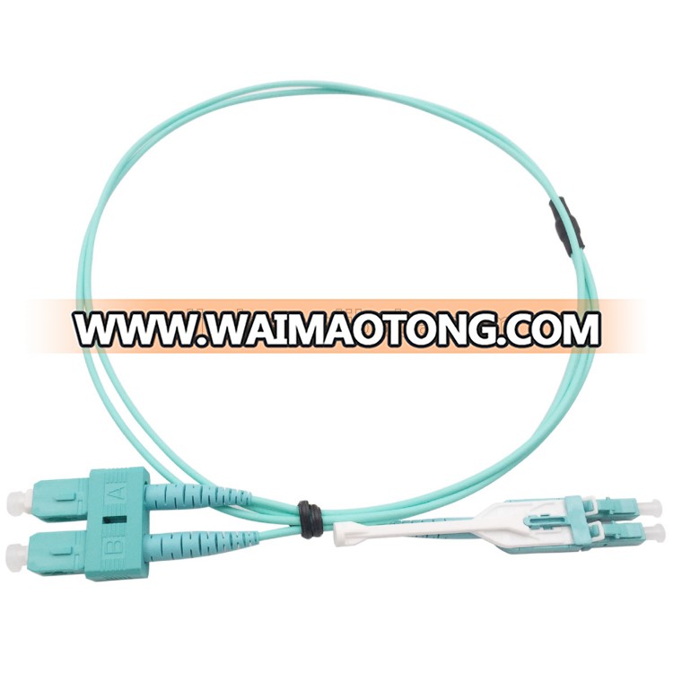 3m (10ft) Polarity Change LC UPC to SC UPC (Pull Tab)Duplex 2.0mm LSZH OM3 Multimode Fiber Optic Patch Cord, FTTH Cable Aqua