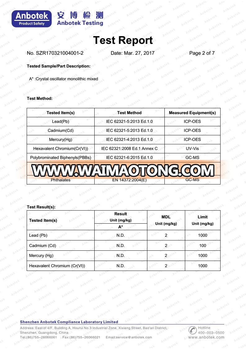 Crystal oscillator308 32.768KHZ 10PPM