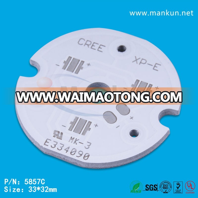 PCB fabrication 33mm diam 3x1w Circle aluminium pcb base producer with Cree XP-E