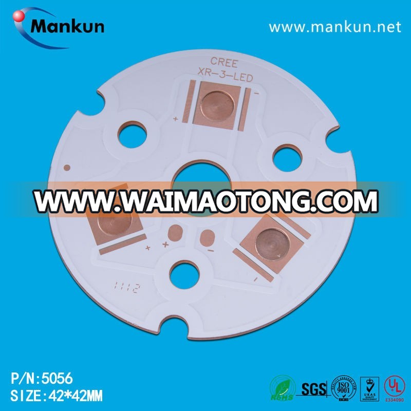 PCB fabrication 33mm diam 3x1w Circle aluminium pcb base producer with Cree XP-E