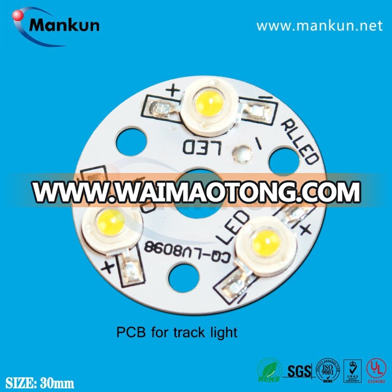 PCB fabrication 33mm diam 3x1w Circle aluminium pcb base producer with Cree XP-E