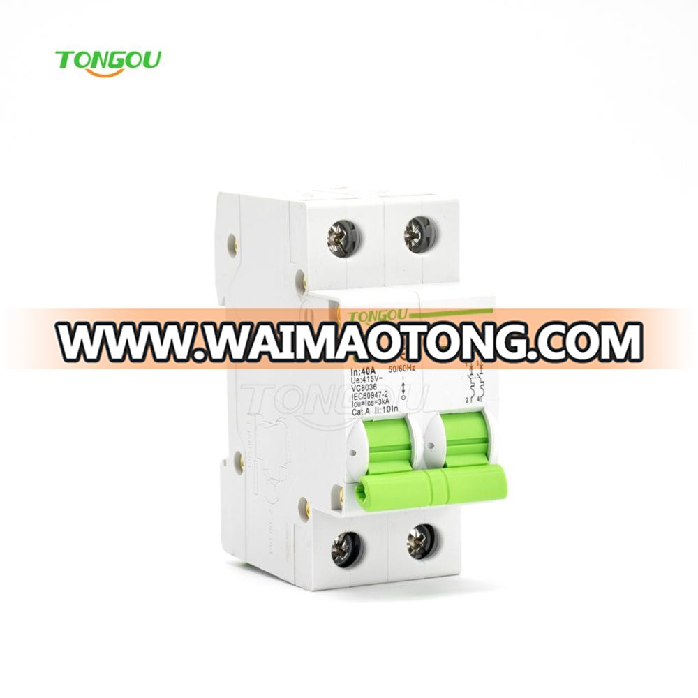 MCB DC 2P 63A 250V 500V 1000V Curve C Miniature Circuit Breaker dc breaker for solar panels PV system