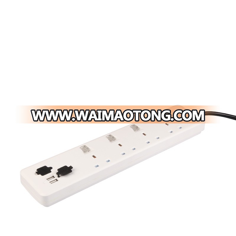 13A 4-Socket Surge Protector Extension socket With USB Charger, Extension Lead