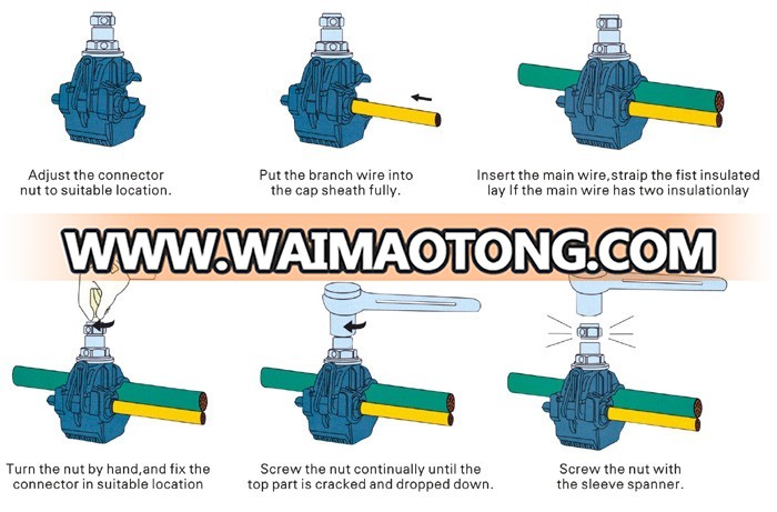 1kv 11kv 95 150 240 Aluminum pipe clamp adss specification parallel groove pole cable stra cable insulated piercing connector