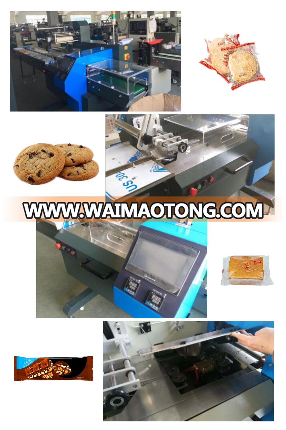 2017 New style rotary chocolate bar protein bar coo<em></em>kies automatic flow packing machine