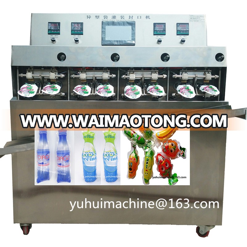 Bottle shape sachet water juice drink bag pouch filling sealing packing machine pure water liquid filling sealing machine