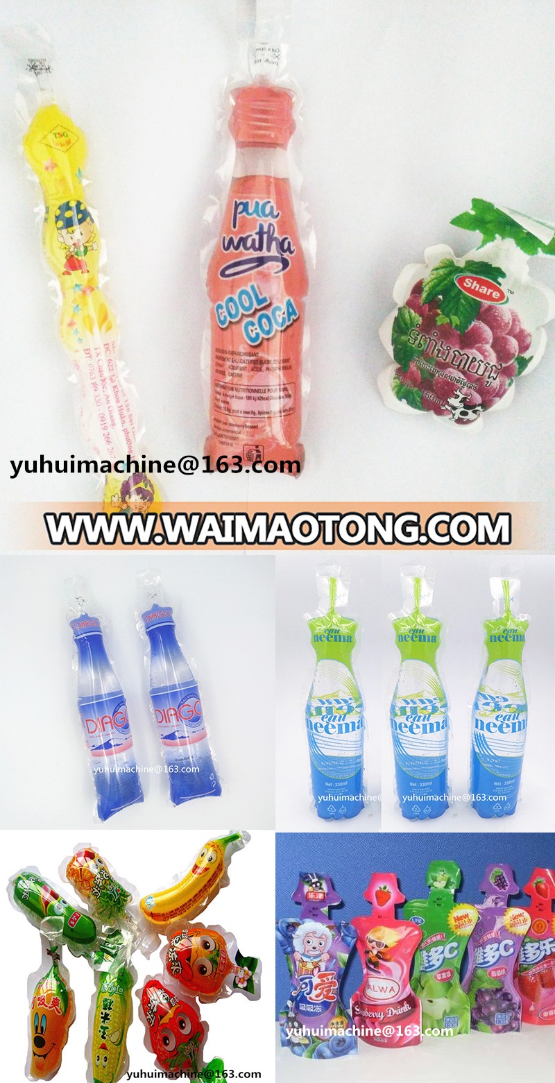 Bottle shape sachet water juice drink bag pouch filling sealing packing machine pure water liquid filling sealing machine