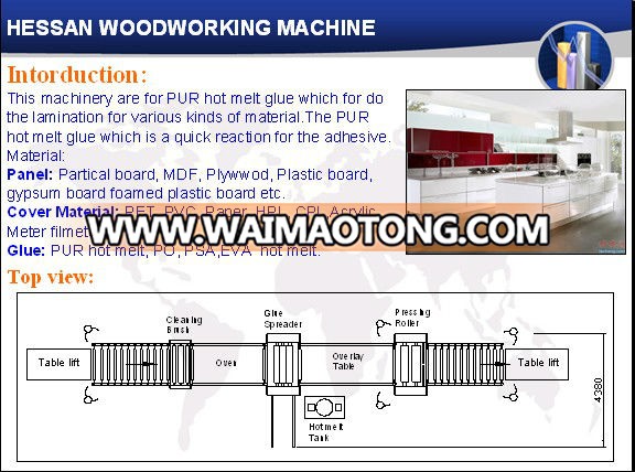 Hessan woodworking machinery paper hot press laminated machine