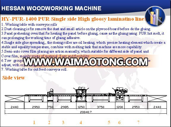 Hessan woodworking machinery paper hot press laminated machine