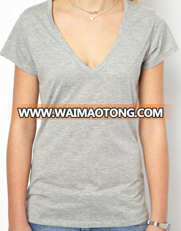 China Cothing Cheap Wholesale Blank Shirt Women with Deep V Neck.jpg