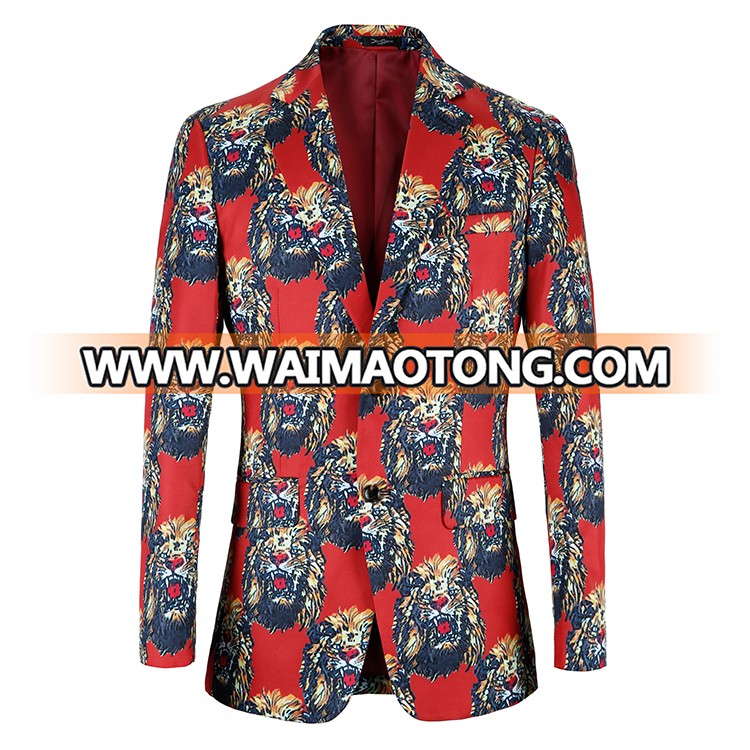 New Design Men's Crazy Leopard One ButtonPrinted Men Suit