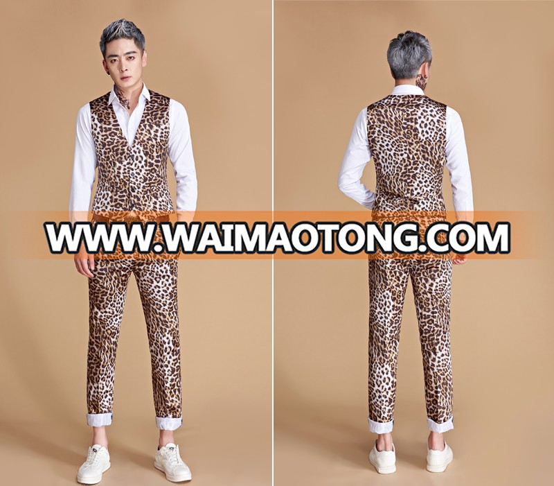 New Design Men's Crazy Leopard One ButtonPrinted Men Suit