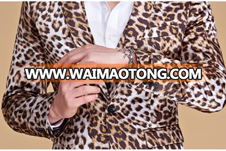 New Design Men's Crazy Leopard One ButtonPrinted Men Suit