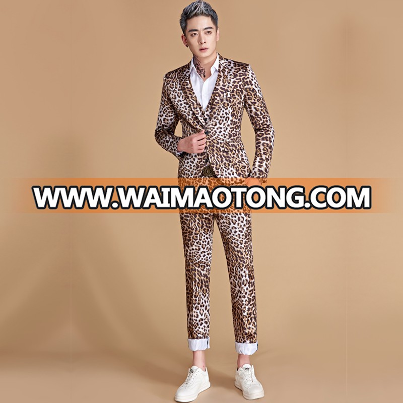 New Design Men's Crazy Leopard One ButtonPrinted Men Suit