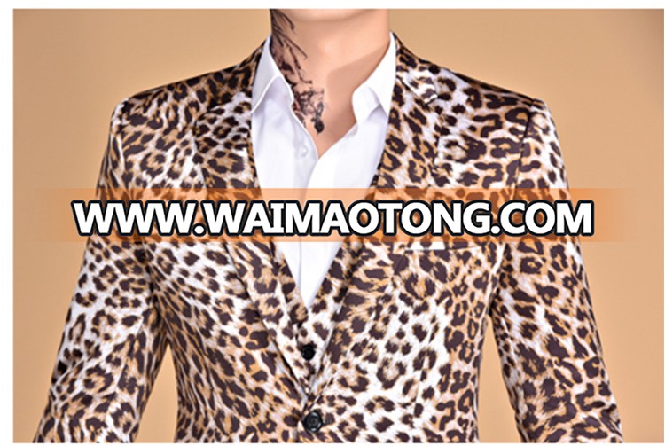 New Design Men's Crazy Leopard One ButtonPrinted Men Suit