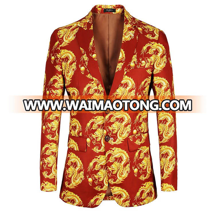 New Design Men's Crazy Leopard One ButtonPrinted Men Suit