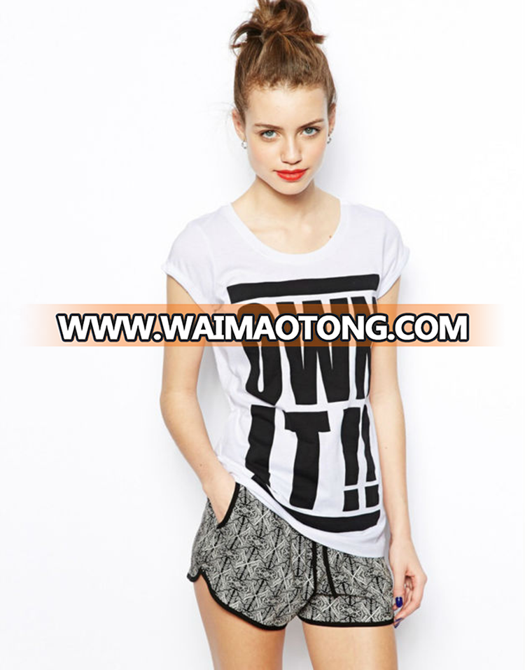 Custom O-Neck Short Sleeve Woman T-Shirt Printing With Cheap Price.png