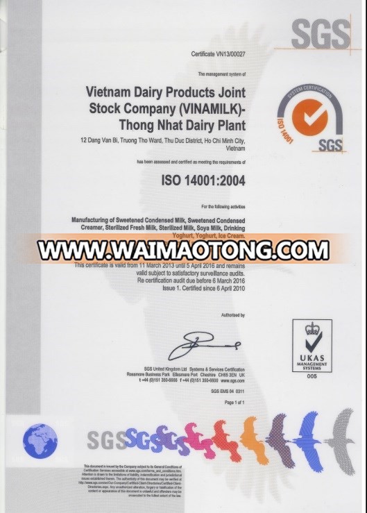 ISO 14001 Vinamilk Thong Nhat