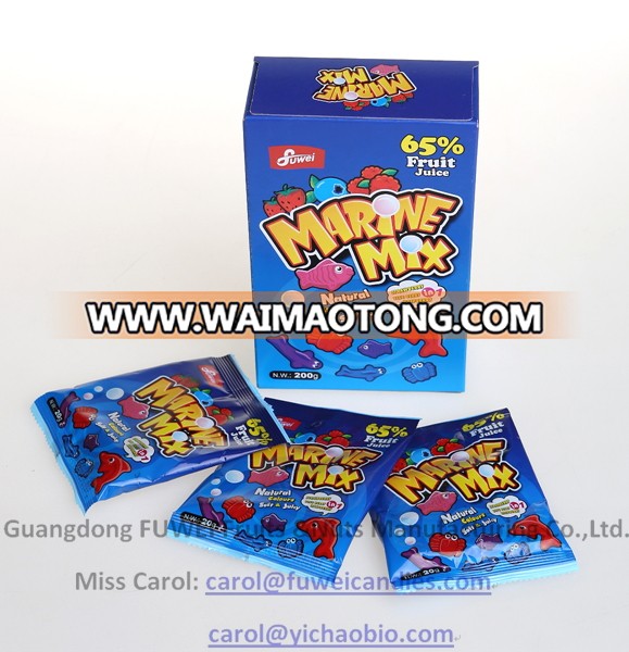 65% OEM fruit juice halal soft gummy jelly gelatin pectin sweets candy